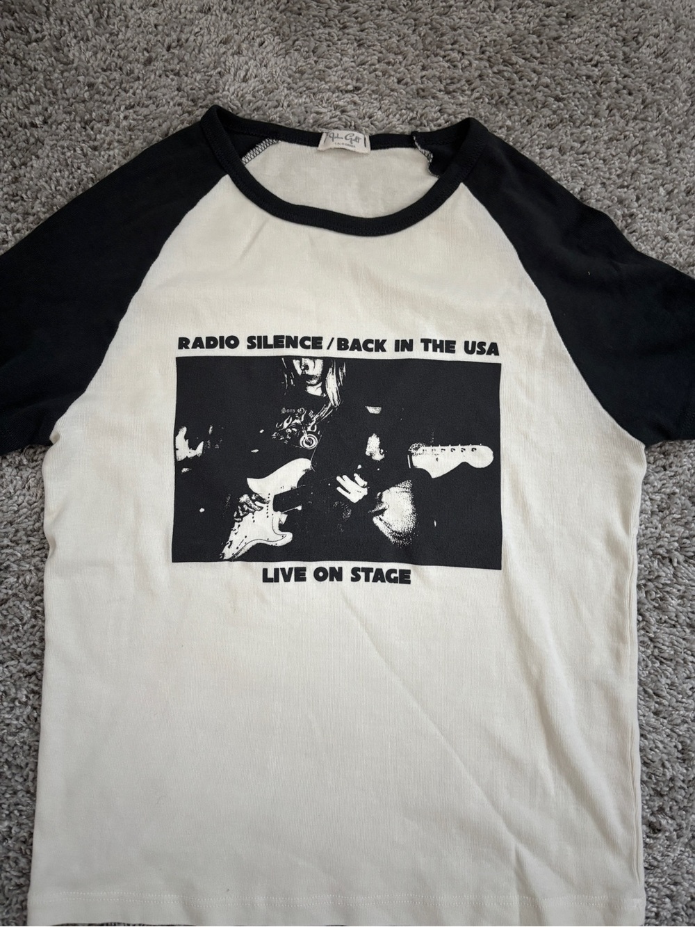 Brandy Melville Black & White Raglan Graphic Tee